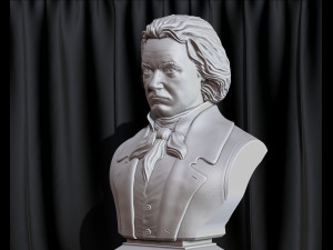 Ludwig van Beethoven Bust Model Printing Miniature Assembly File STL-OBJ for 3D Printer Model Cetak 3D