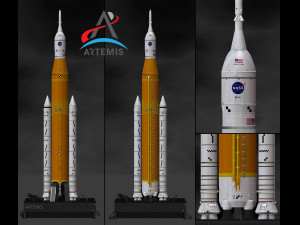 The Space Launch System SLS NASAs Artemis I Moon Rocket with platform File STL-OBJ for 3D Print 3D Print Model