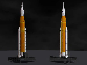 The Space Launch System SLS NASAs Artemis I Moon Rocket with platform File STL-OBJ for 3D Print 3D Print Model