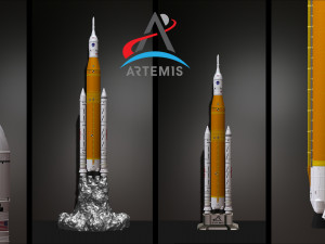 Artemis 1 The Space Launch System SLS NASAs Moon Rocket take off lamp and pedestal File STL-OB 3D Print Model