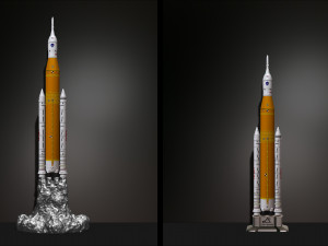Artemis 1 The Space Launch System SLS NASAs Moon Rocket take off lamp and pedestal File STL-OB 3D Print Model