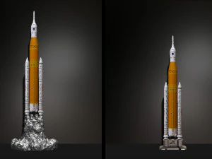 Artemis 1 Il sistema di lancio spaziale SLS Il razzo lunare della NASA decolla con lampada e piedistallo File STL-OB Modello di stampa 3D