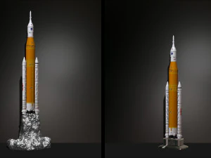 Artemis 1 Il sistema di lancio spaziale SLS Il razzo lunare della NASA decolla con lampada e piedistallo File STL-OB Modello di stampa 3D