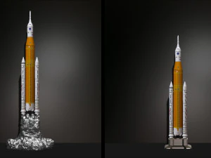 Artemis 1 Il sistema di lancio spaziale SLS Il razzo lunare della NASA decolla con lampada e piedistallo File STL-OB Modello di stampa 3D