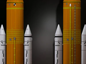 Artemis 1 Il sistema di lancio spaziale SLS Il razzo lunare della NASA decolla con lampada e piedistallo File STL-OB Modello di stampa 3D