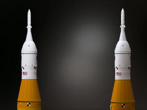 Artemis 1 Il sistema di lancio spaziale SLS Il razzo lunare della NASA decolla con lampada e piedistallo File STL-OB Modello di stampa 3D