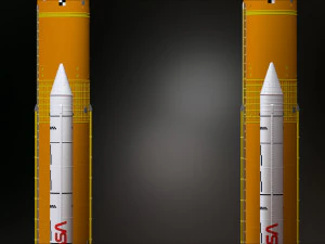 Artemis 1 Il sistema di lancio spaziale SLS Il razzo lunare della NASA decolla con lampada e piedistallo File STL-OB Modello di stampa 3D