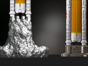 Artemis 1 Il sistema di lancio spaziale SLS Il razzo lunare della NASA decolla con lampada e piedistallo File STL-OB Modello di stampa 3D