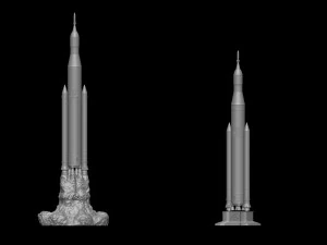 Artemis 1 Il sistema di lancio spaziale SLS Il razzo lunare della NASA decolla con lampada e piedistallo File STL-OB Modello di stampa 3D