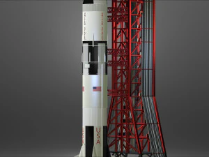 Nasa Saturn V Rocket and Launch Pad Apollo file STL OBJ for 3D Printer 3D Print Model