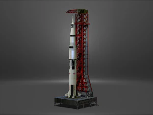 Nasa Saturn V Rocket and Launch Pad Apollo file STL OBJ for 3D Printer 3D Print Model