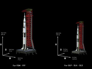 Nasa Saturn V Rocket and Launch Pad Apollo file STL OBJ for 3D Printer 3D Print Model