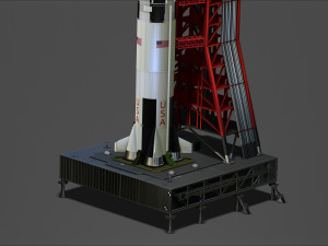 Nasa Saturn V Rocket and Launch Pad Apollo file STL OBJ for 3D Printer Modelo de Impressão 3D
