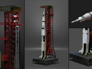 Nasa Saturn V Rocket and Launch Pad Apollo file STL OBJ for 3D Printer 3D Print Model