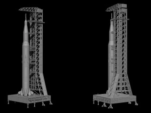 Nasa Saturn V Rocket and Launch Pad Apollo file STL OBJ for 3D Printer 3D Print Model