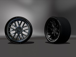 Realistic Michelin sports tire and alloy wheel STL - OBJ file four versions 3D Print Model