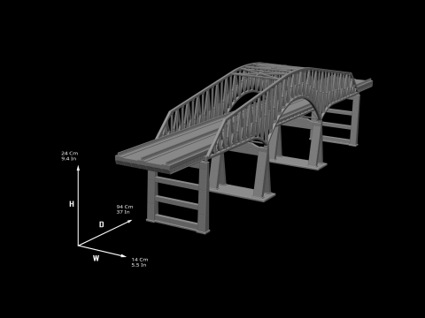 Model bridge H0 scale trains Baltimore bridge reproduction Francis Scott Key Bridge File STL-O 3D Print Model