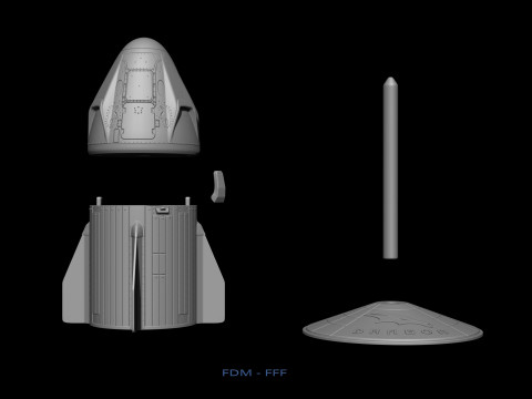 SpaceX Crew Dragon Model Printing File STL - OBJ for 3D Printing 3D Baskı Modeli