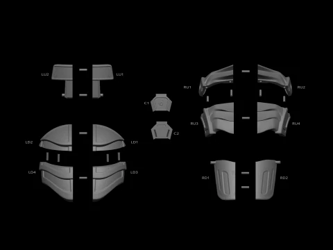 Predator Shoulder Armor Scale 11 File STL-OBJ for 3D Printing 3D Print Model