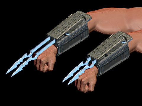 Predator Gauntlet Forearm Right removable blades scale 11 File STL-OBJ for 3D printer 3D Print Model