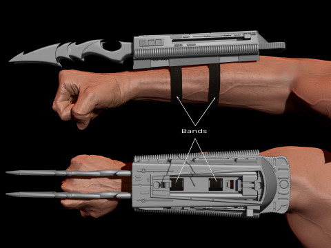 Predator Gauntlet Forearm Right removable blades scale 11 File STL-OBJ for 3D printer 3D Print Model