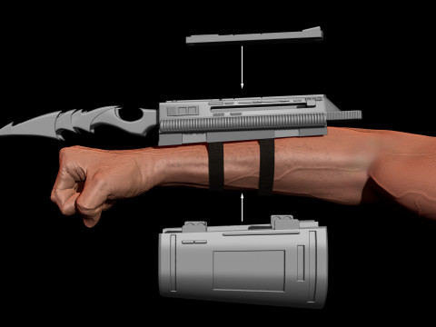 Predator Gauntlet Forearm Right removable blades scale 11 File STL-OBJ for 3D printer 3D Print Model