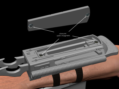 Predator Gauntlet Forearm Right removable blades scale 11 File STL-OBJ for 3D printer 3D Print Model