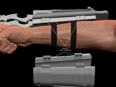 Predator Gauntlet Forearm Right removable blades scale 11 File STL-OBJ for 3D printer 3D Print Model