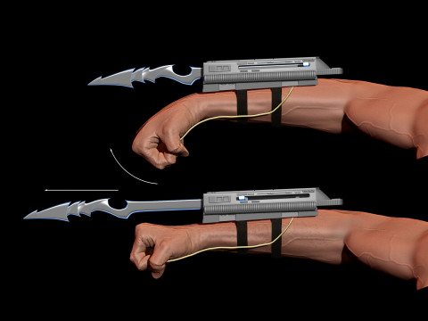 Predator Gauntlet Forearm Right removable blades scale 11 File STL-OBJ for 3D printer 3D Print Model