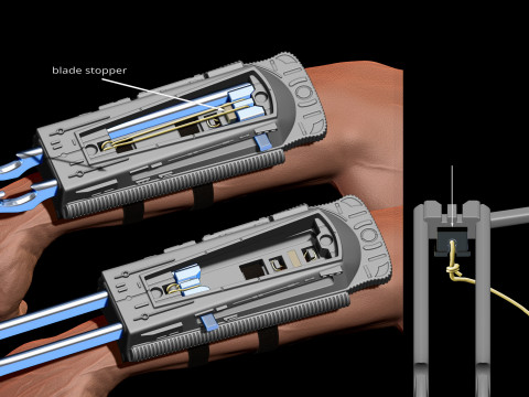 Predator Gauntlet Forearm Right removable blades scale 11 File STL-OBJ for 3D printer 3D Print Model