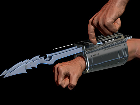 Predator Gauntlet Forearm Right removable blades scale 11 File STL-OBJ for 3D printer 3D Print Model