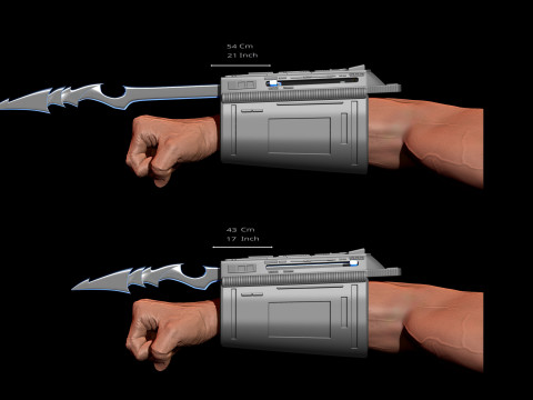 Predator Gauntlet Forearm Right removable blades scale 11 File STL-OBJ for 3D printer 3D Print Model
