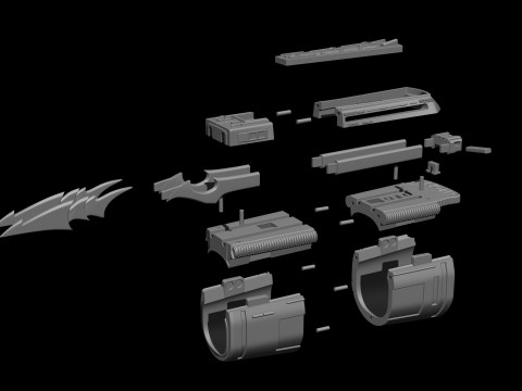 Predator Gauntlet Forearm Right removable blades scale 11 File STL-OBJ for 3D printer 3D Print Model