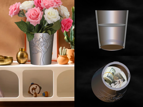 비밀 칸이 있는 꽃병 3D 프린팅용 파일 STL 3D 프린트 모델