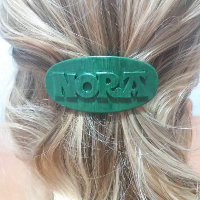 nora personalized oval hair barrete 60-76 3D Print Model .c4d .max .obj .3ds .fbx .stl .blend 