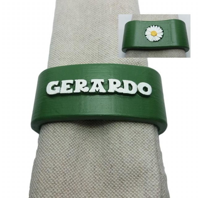gerardo 3d napkin ring with daisy Modello di stampa 3D .c4d .max .obj .3ds .fbx .stl .blend 
