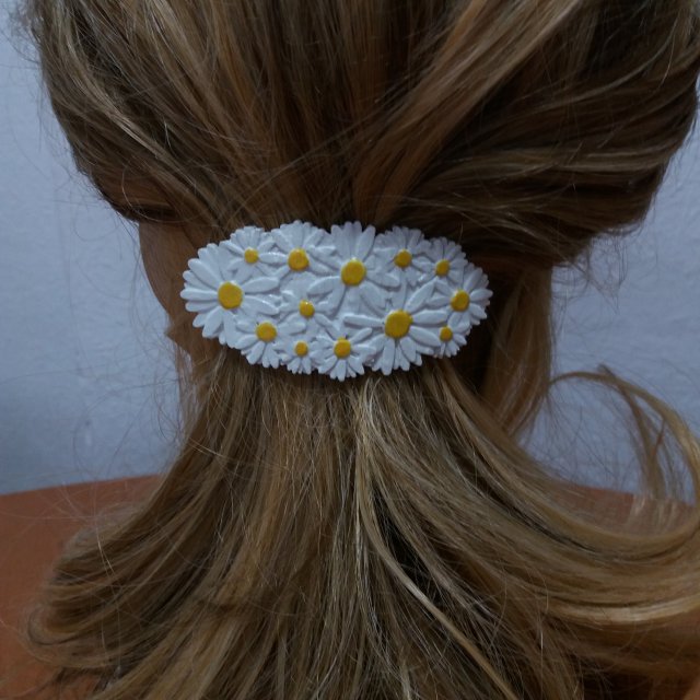hair barrete with daisies 60-76 Modelo de impresión 3D .c4d .max .obj .3ds .fbx .stl .blend 