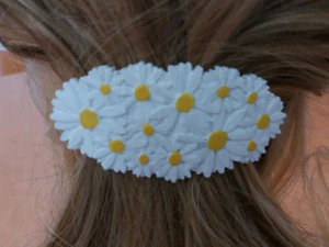 hair barrete with daisies 60-76 3D Print Model
