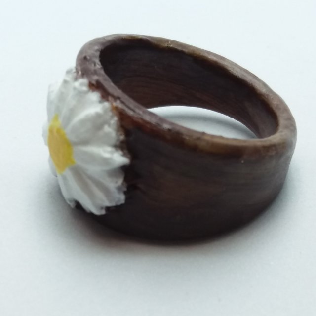 ring with embedded daisy 3D 프린트 모델 .c4d .max .obj .3ds .fbx .stl .blend 
