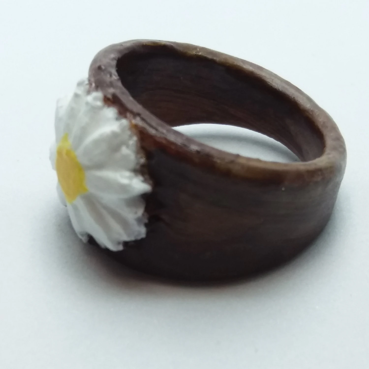 ring with embedded daisy 3D Print Model .c4d .max .obj .3ds .fbx .stl .blend 