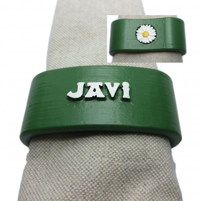 javi 3d napkin ring with daisy Model Cetak 3D .c4d .max .obj .3ds .fbx .stl .blend 