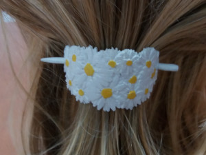 hair stick barrete with embossed daisies 54x30mm 3D-Druckmodell