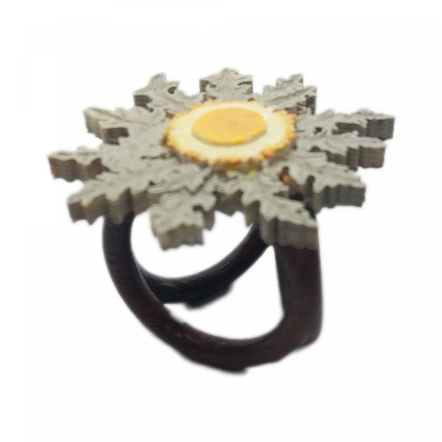 Scarf buckle triple ring with daisy and diameter 28mm 3D model 3D printable