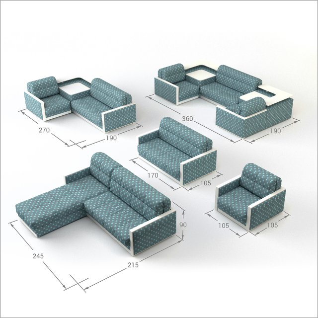 sofa zaklin 3D-Modell .c4d .max .obj .3ds .fbx .stl .blend 