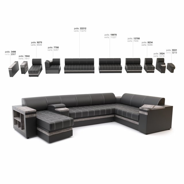 sofa ritis 3D Model .c4d .max .obj .3ds .fbx .stl .blend