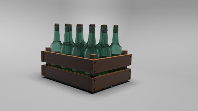 box with bottles 3D Модель .c4d .max .obj .3ds .fbx .stl .blend 