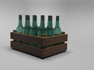 box with bottles 3D 모델