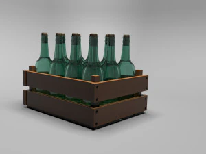 带瓶子的盒子 3D 模型
