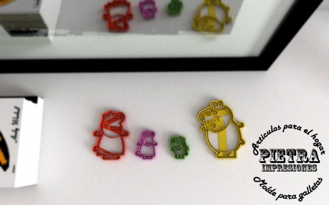 family peppa pig peppa pig cartoon cookie cutters 3D प्रिंट मॉडल .c4d .max .obj .3ds .fbx .stl .blend