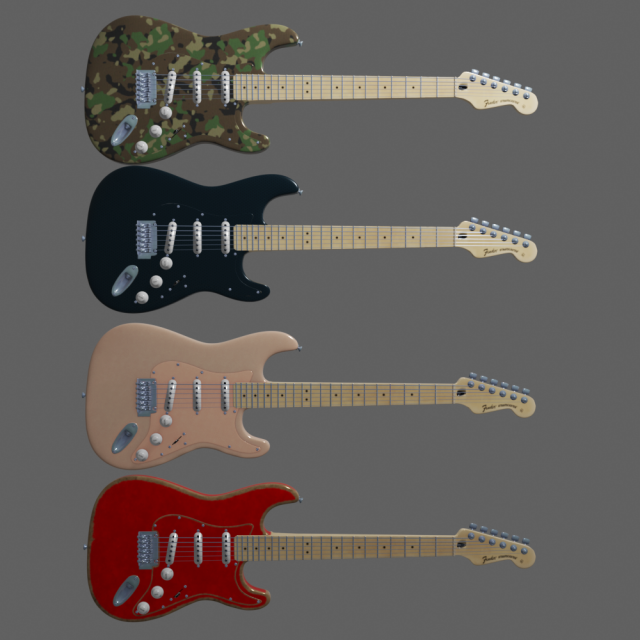 fender stratocaster 3D 模型 .c4d .max .obj .3ds .fbx .stl .blend 